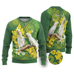 Personalised Australia Golden Wattle And Cacatua Galerita Ugly Christmas Sweater Aboriginal Art - Aussie Hoodie