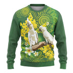 Personalised Australia Golden Wattle And Cacatua Galerita Ugly Christmas Sweater Aboriginal Art - Aussie Hoodie