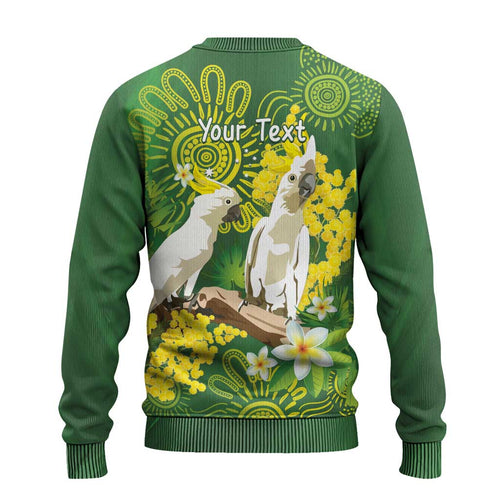 Personalised Australia Golden Wattle And Cacatua Galerita Ugly Christmas Sweater Aboriginal Art - Aussie Hoodie