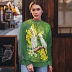 Personalised Australia Golden Wattle And Cacatua Galerita Ugly Christmas Sweater Aboriginal Art - Aussie Hoodie