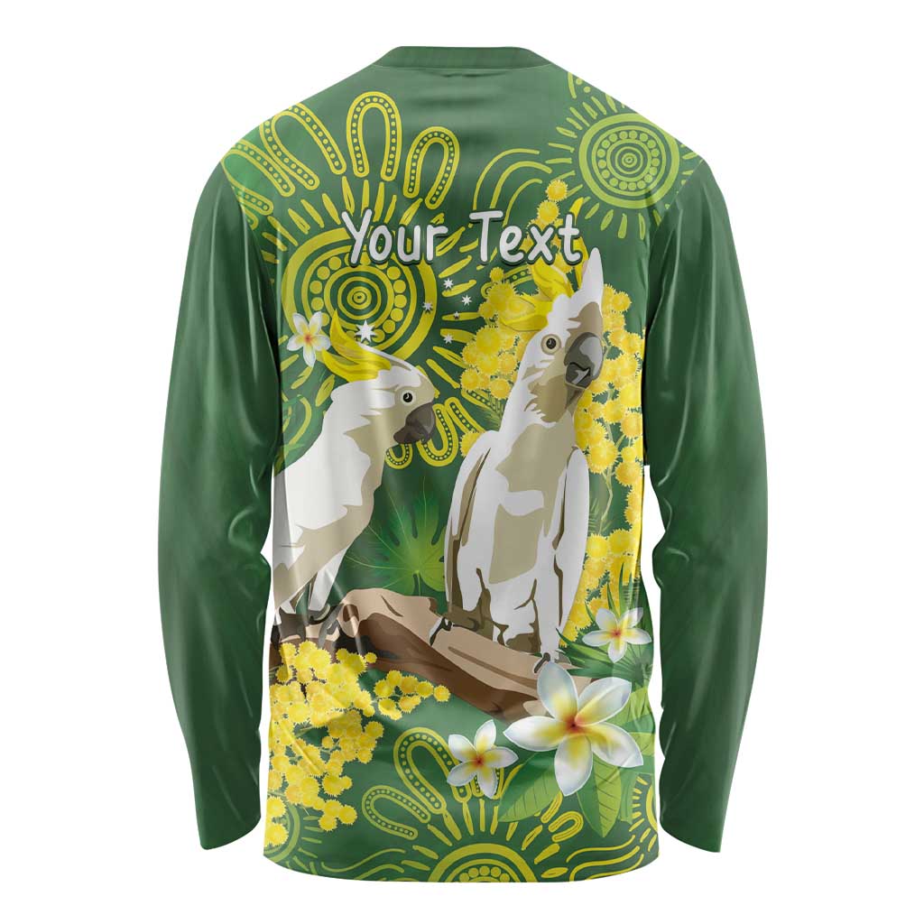Personalised Australia Golden Wattle And Cacatua Galerita Long Sleeve Shirt Aboriginal Art