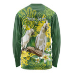 Personalised Australia Golden Wattle And Cacatua Galerita Long Sleeve Shirt Aboriginal Art