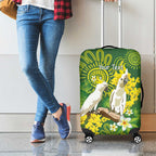 Personalised Australia Golden Wattle And Cacatua Galerita Luggage Cover Aboriginal Art