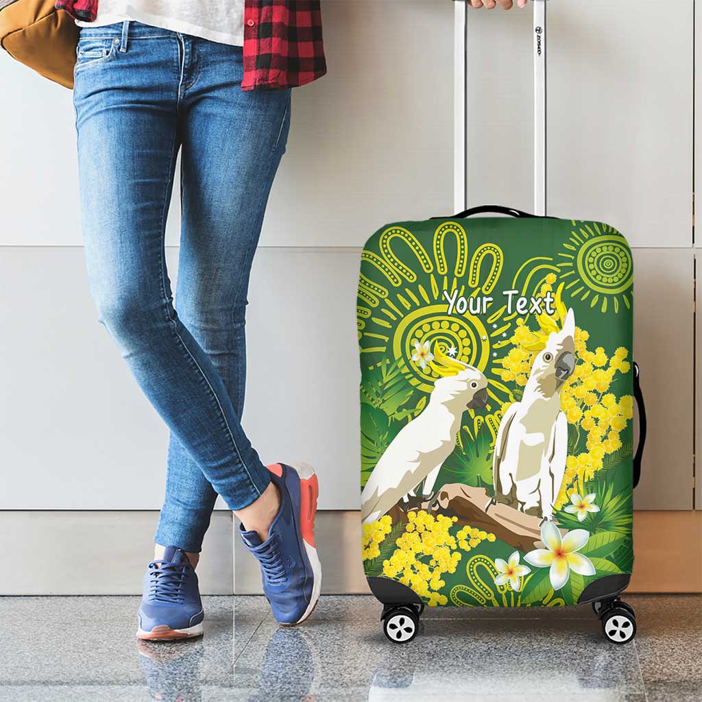 Personalised Australia Golden Wattle And Cacatua Galerita Luggage Cover Aboriginal Art