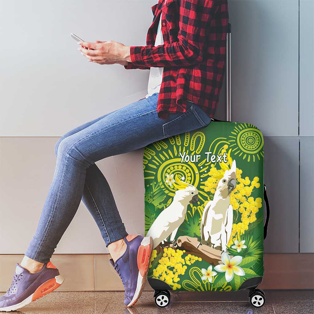 Personalised Australia Golden Wattle And Cacatua Galerita Luggage Cover Aboriginal Art