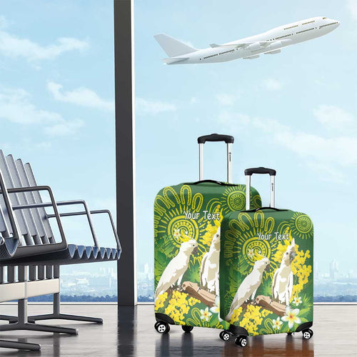 Personalised Australia Golden Wattle And Cacatua Galerita Luggage Cover Aboriginal Art
