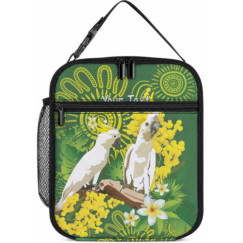 Personalised Australia Golden Wattle And Cacatua Galerita Lunch Bag Aboriginal Art
