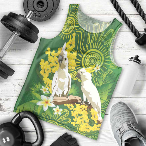Personalised Australia Golden Wattle And Cacatua Galerita Men Tank Top Aboriginal Art