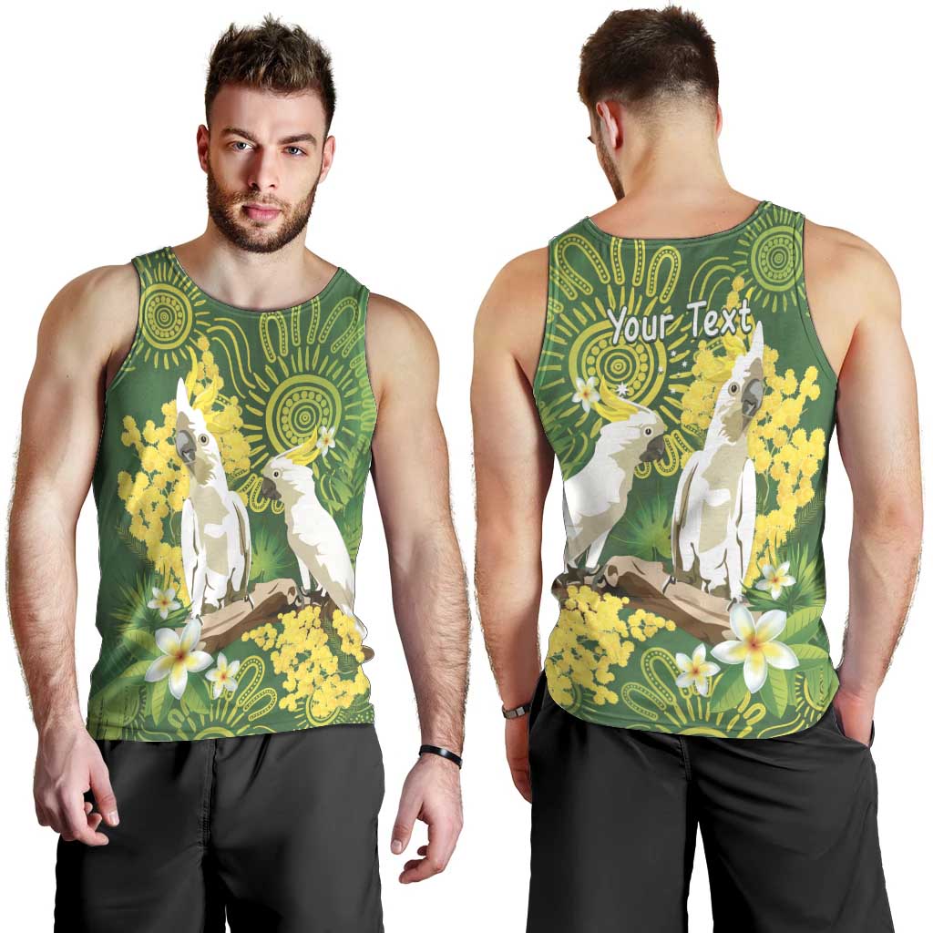 Personalised Australia Golden Wattle And Cacatua Galerita Men Tank Top Aboriginal Art