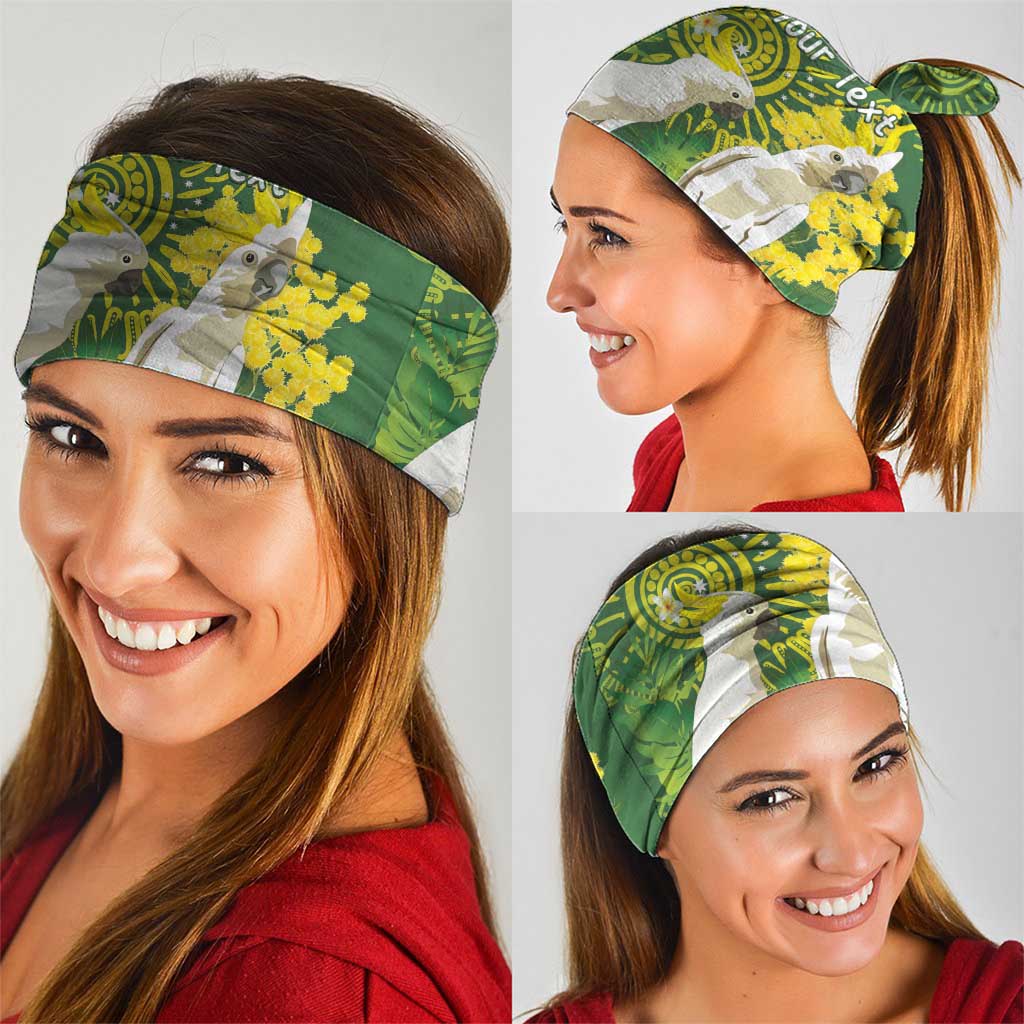 Personalised Australia Golden Wattle And Cacatua Galerita Neck Gaiter Aboriginal Art - Aussie Hoodie