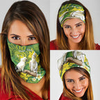 Personalised Australia Golden Wattle And Cacatua Galerita Neck Gaiter Aboriginal Art - Aussie Hoodie