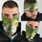 Personalised Australia Golden Wattle And Cacatua Galerita Neck Gaiter Aboriginal Art - Aussie Hoodie