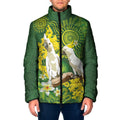 Personalised Australia Golden Wattle And Cacatua Galerita Padded Jacket Aboriginal Art - Aussie Hoodie