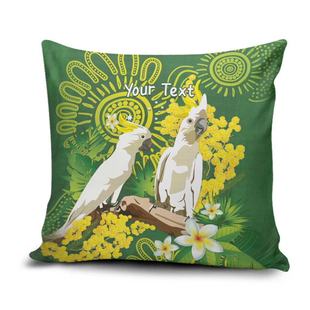 Personalised Australia Golden Wattle And Cacatua Galerita Pillow Cover Aboriginal Art - Aussie Hoodie