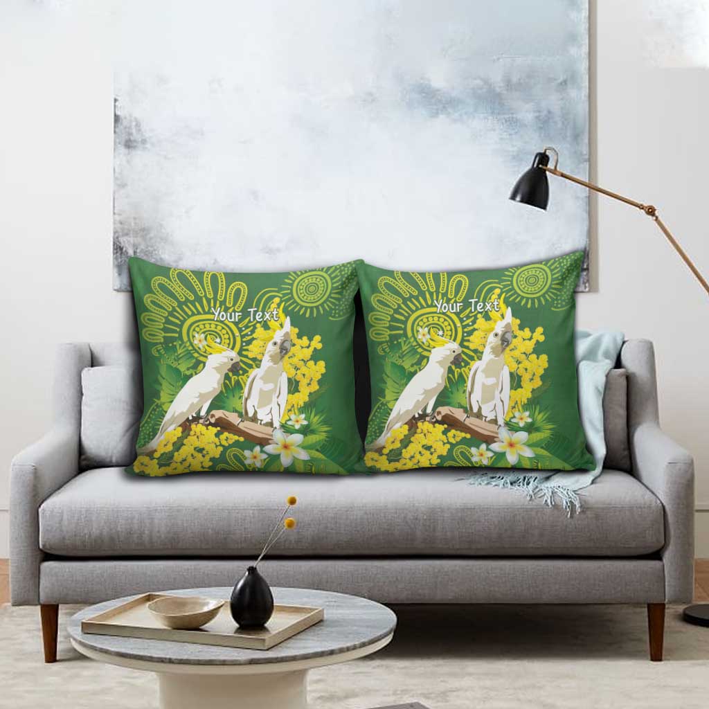 Personalised Australia Golden Wattle And Cacatua Galerita Pillow Cover Aboriginal Art - Aussie Hoodie