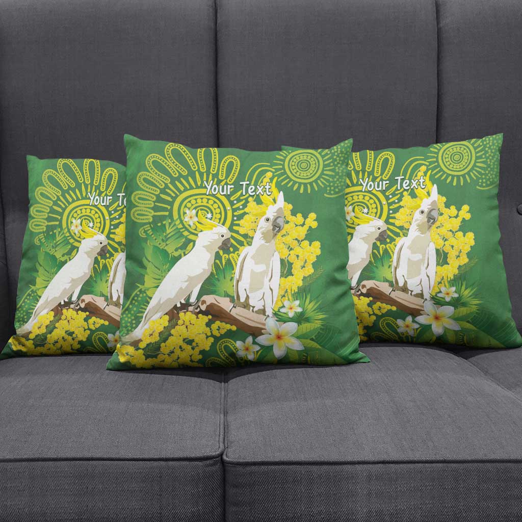 Personalised Australia Golden Wattle And Cacatua Galerita Pillow Cover Aboriginal Art - Aussie Hoodie