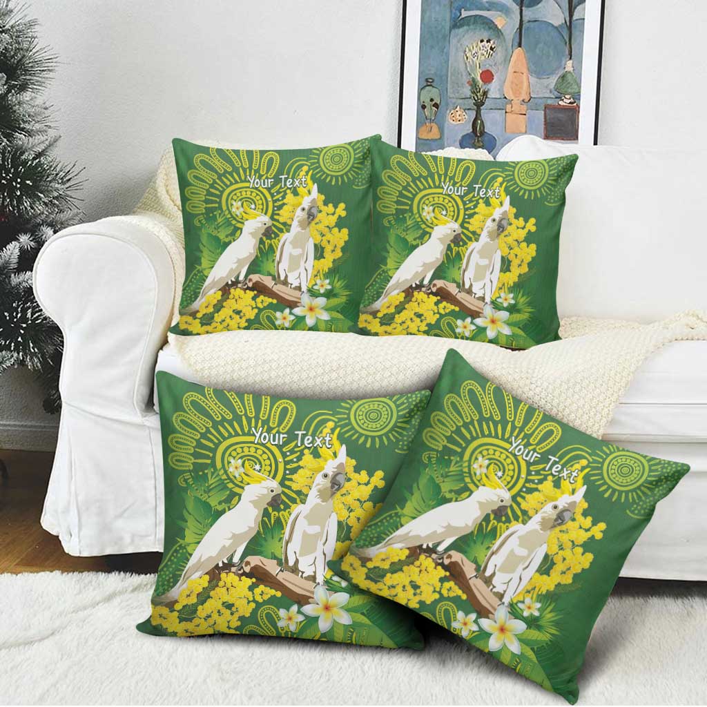 Personalised Australia Golden Wattle And Cacatua Galerita Pillow Cover Aboriginal Art - Aussie Hoodie