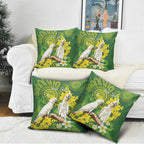 Personalised Australia Golden Wattle And Cacatua Galerita Pillow Cover Aboriginal Art - Aussie Hoodie