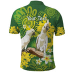 Personalised Australia Golden Wattle And Cacatua Galerita Polo Shirt Aboriginal Art