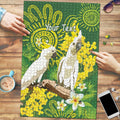 Personalised Australia Golden Wattle And Cacatua Galerita Puzzle Aboriginal Art - Aussie Hoodie
