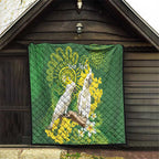 Personalised Australia Golden Wattle And Cacatua Galerita Quilt Aboriginal Art