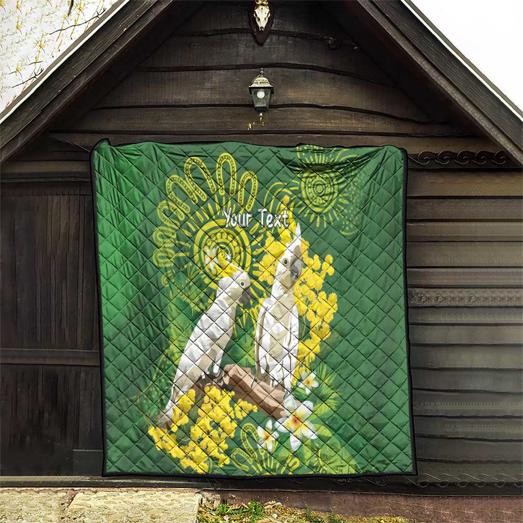 Personalised Australia Golden Wattle And Cacatua Galerita Quilt Aboriginal Art