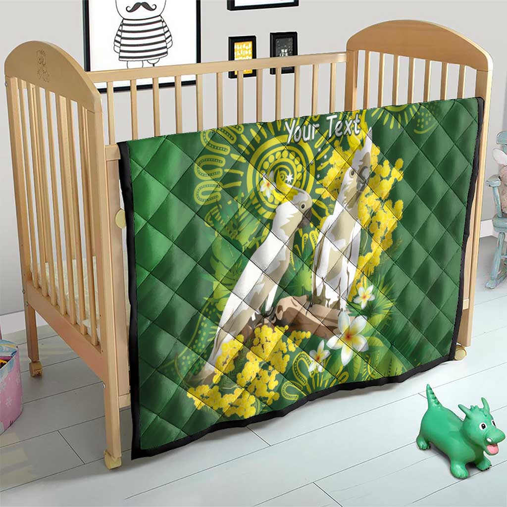 Personalised Australia Golden Wattle And Cacatua Galerita Quilt Aboriginal Art
