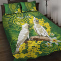 Personalised Australia Golden Wattle And Cacatua Galerita Quilt Bed Set Aboriginal Art