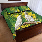 Personalised Australia Golden Wattle And Cacatua Galerita Quilt Bed Set Aboriginal Art