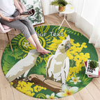 Personalised Australia Golden Wattle And Cacatua Galerita Round Carpet Aboriginal Art