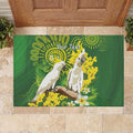 Personalised Australia Golden Wattle And Cacatua Galerita Rubber Doormat Aboriginal Art
