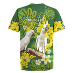 Personalised Australia Golden Wattle And Cacatua Galerita Rugby Jersey Aboriginal Art