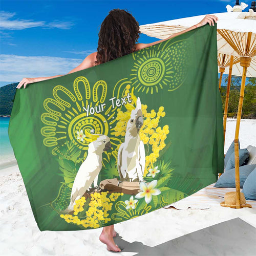 Personalised Australia Golden Wattle And Cacatua Galerita Sarong Aboriginal Art