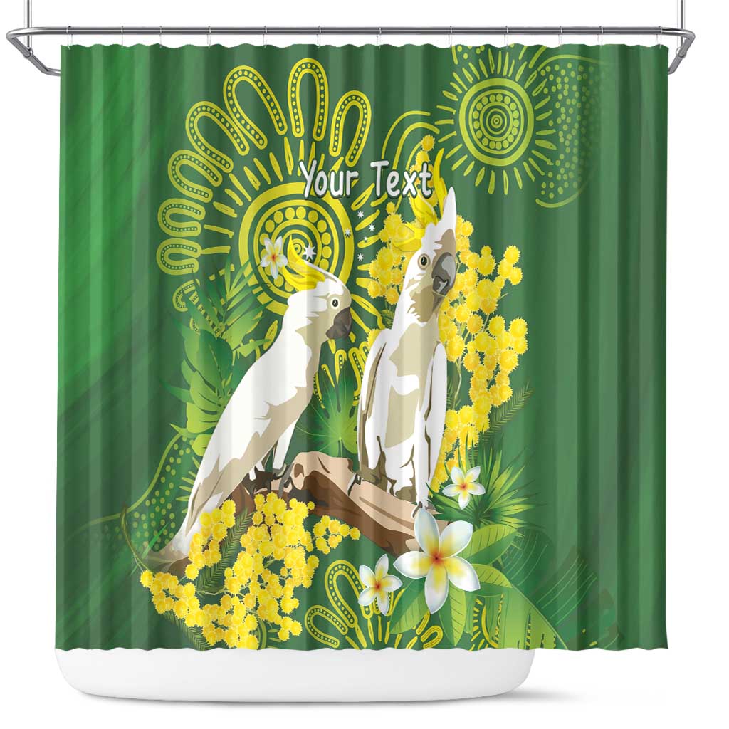 Personalised Australia Golden Wattle And Cacatua Galerita Shower Curtain Aboriginal Art