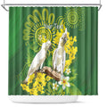 Personalised Australia Golden Wattle And Cacatua Galerita Shower Curtain Aboriginal Art