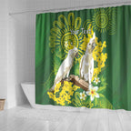 Personalised Australia Golden Wattle And Cacatua Galerita Shower Curtain Aboriginal Art