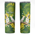 Personalised Australia Golden Wattle With Cacatua Galerita Skinny Tumbler Aboriginal Art