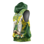 Personalised Australia Golden Wattle And Cacatua Galerita Sleeveless Hoodie Aboriginal Art - Aussie Hoodie