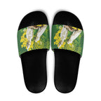 Personalised Australia Golden Wattle And Cacatua Galerita Slide Sandals Aboriginal Art - Aussie Hoodie