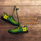 Personalised Australia Golden Wattle With Cacatua Galerita Sneakers Aboriginal Art