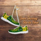 Personalised Australia Golden Wattle With Cacatua Galerita Sneakers Aboriginal Art