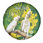 Personalised Australia Golden Wattle And Cacatua Galerita Spare Tire Cover Aboriginal Art