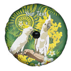 Personalised Australia Golden Wattle And Cacatua Galerita Spare Tire Cover Aboriginal Art