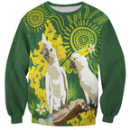 Personalised Australia Golden Wattle And Cacatua Galerita Sweatshirt Aboriginal Art
