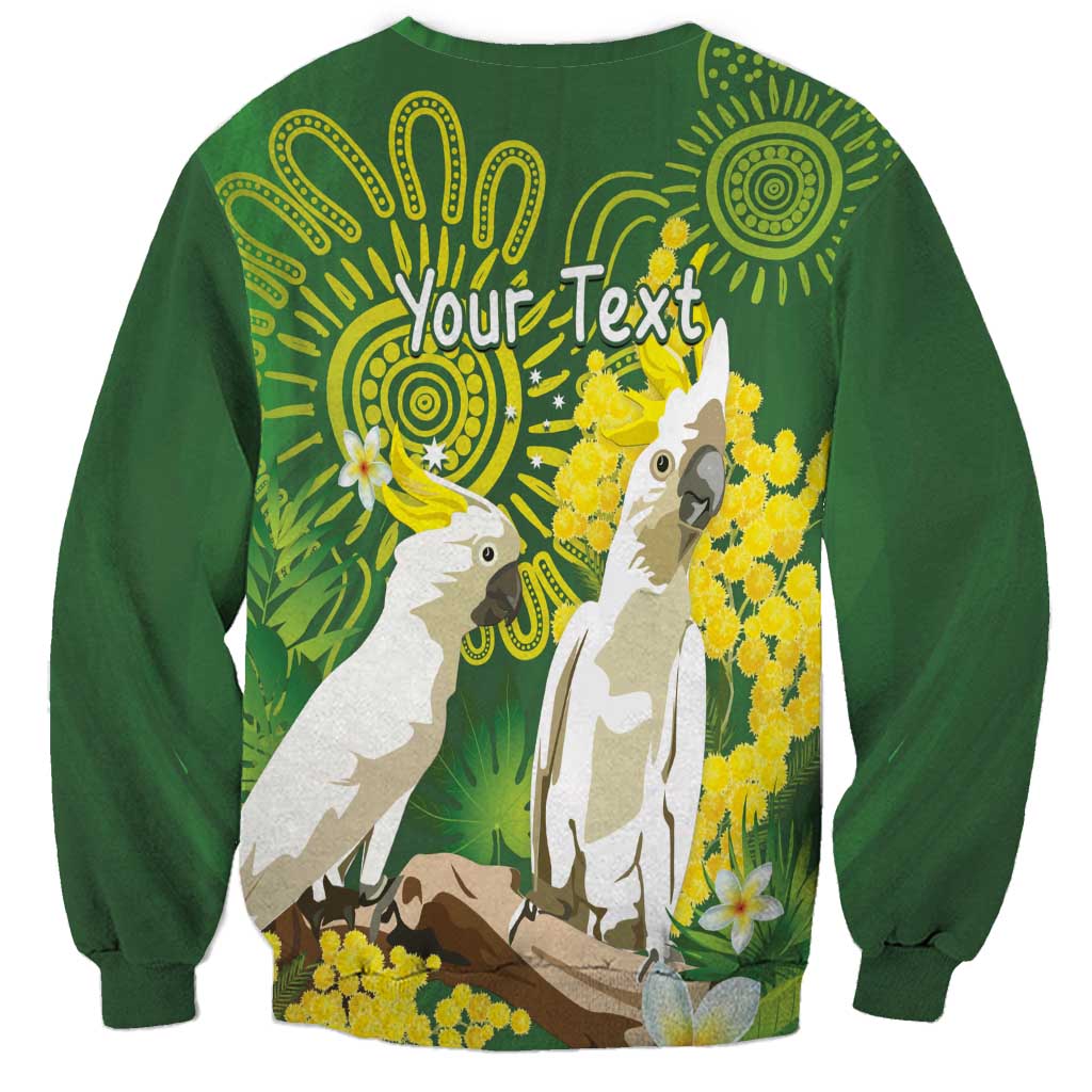 Personalised Australia Golden Wattle And Cacatua Galerita Sweatshirt Aboriginal Art