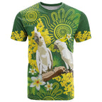 Personalised Australia Golden Wattle And Cacatua Galerita T Shirt Aboriginal Art