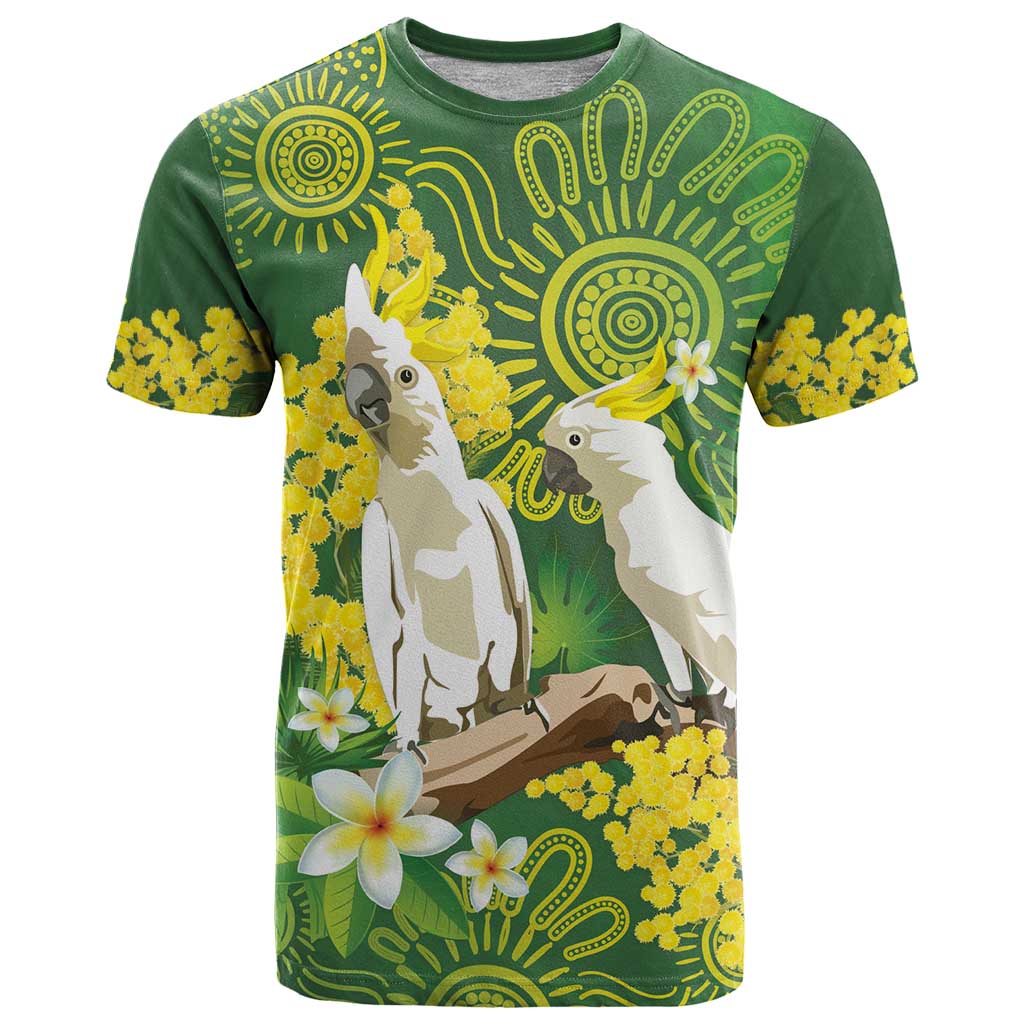 Personalised Australia Golden Wattle And Cacatua Galerita T Shirt Aboriginal Art