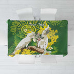 Personalised Australia Golden Wattle And Cacatua Galerita Tablecloth Aboriginal Art