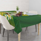 Personalised Australia Golden Wattle And Cacatua Galerita Tablecloth Aboriginal Art