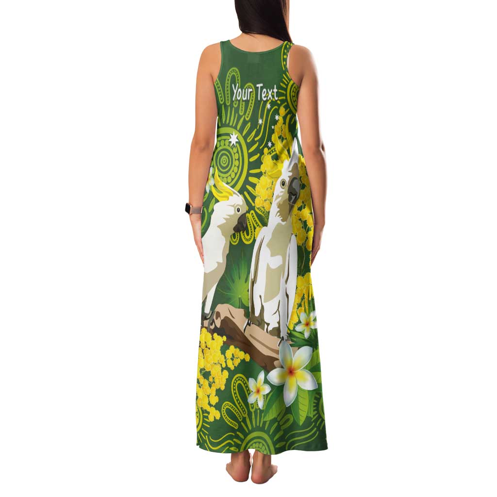 Personalised Australia Golden Wattle And Cacatua Galerita Tank Maxi Dress Aboriginal Art